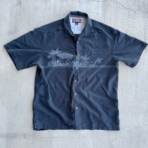 Quiksilver Vintage Rayon‎ Button Down Beach Front Black Shirt Men's Size XL